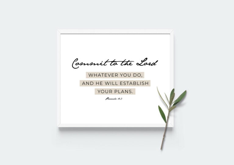 Mẫu thiết kế câu Kinh Thánh treo tường - Châm Ngôn 16:3 (Tiếng Anh)