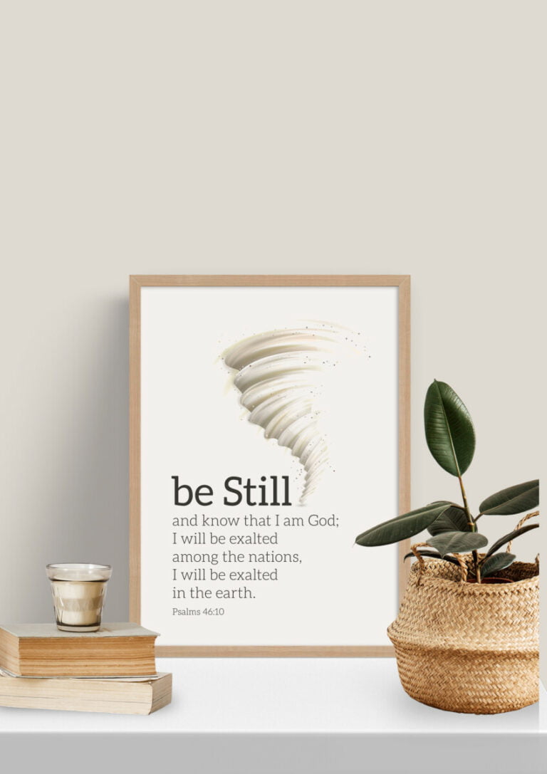 Mẫu thiết kế câu Kinh Thánh treo tường - Thi Thiên 46:10 (Tiếng Anh)
