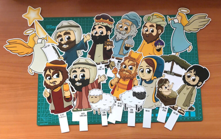 Combo thẻ nhân vật Kinh Thánh câu chuyện Chúa Giáng sinh (tặng kèm bộ sticker)